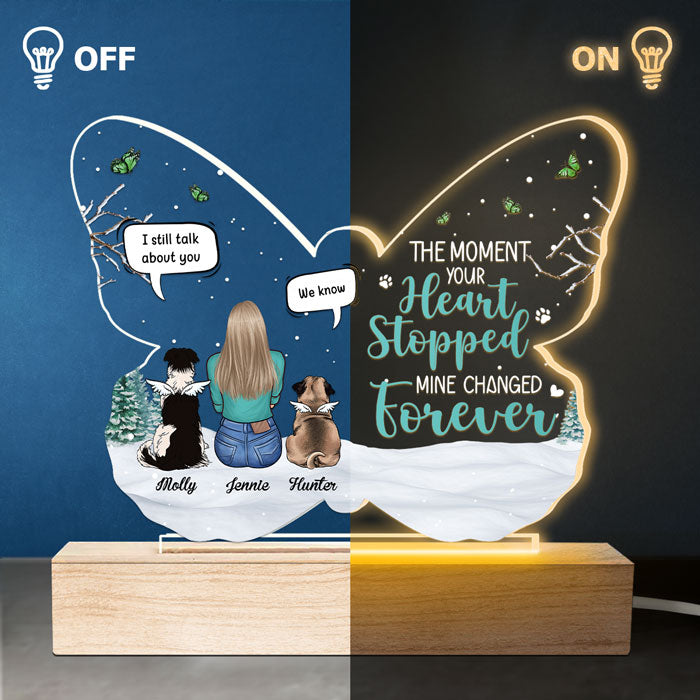 Une fois à mes côtés, pour toujours dans mon cœur - Lampe LED 3D personnalisée en forme de papillon - Cadeau de condoléances, cadeau pour les propriétaires d'animaux de compagnie, les amoureux des animaux