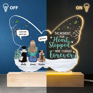 Une fois à mes côtés, pour toujours dans mon cœur - Lampe LED 3D personnalisée en forme de papillon - Cadeau de condoléances, cadeau pour les propriétaires d'animaux de compagnie, les amoureux des animaux