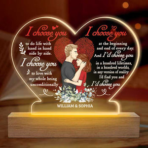 Je te choisirais dans cent vies - Couple personnalisé en forme de cœur 3D LED lumière - Cadeau pour mari femme, anniversaire