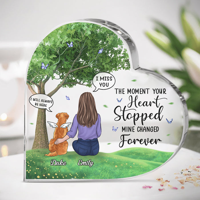 Plaque commémorative personnalisée en acrylique en forme de cœur « Pour toujours dans mon cœur » – Cadeau de condoléances, cadeau pour les propriétaires d'animaux et les amoureux des animaux