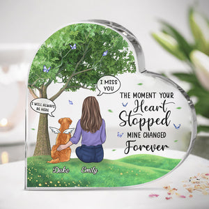 Plaque commémorative personnalisée en acrylique en forme de cœur « Pour toujours dans mon cœur » – Cadeau de condoléances, cadeau pour les propriétaires d'animaux et les amoureux des animaux