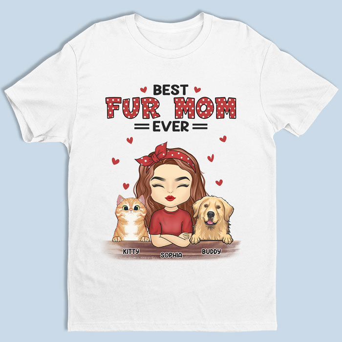 La meilleure maman à fourrure - T-shirt, sweat à capuche et sweat-shirt unisexe personnalisé pour chien et chat - Fête des Mères, cadeau pour les propriétaires d'animaux et les amoureux des animaux