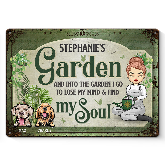 Je vais perdre la tête et trouver mon âme - Panneau en métal personnalisé pour décoration de jardin - Cadeau de pendaison de crémaillère pour les amateurs de jardinage