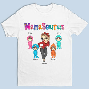 Nanasaurus et ses enfants - T-shirt, sweat à capuche et sweat-shirt unisexe personnalisé pour la famille - Cadeau de fête des mères, d'anniversaire pour maman, grand-mère