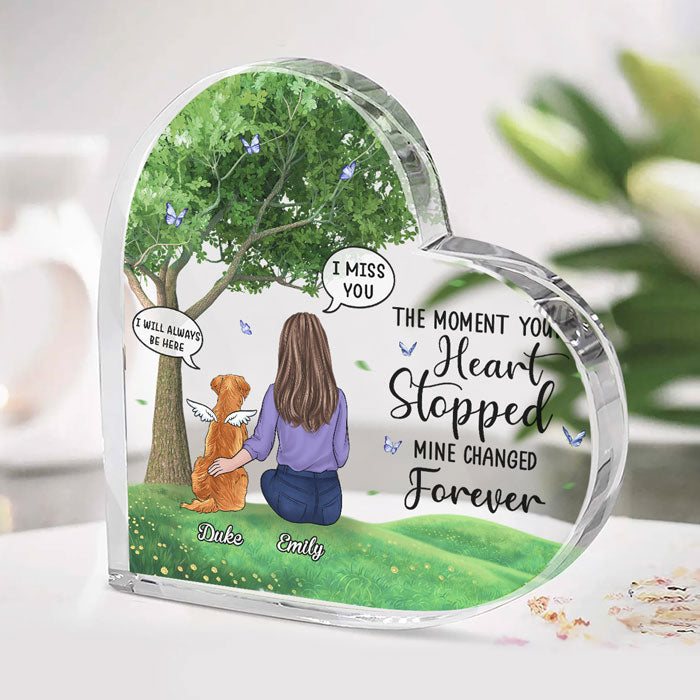 Plaque commémorative personnalisée en acrylique en forme de cœur « Pour toujours dans mon cœur » – Cadeau de condoléances, cadeau pour les propriétaires d'animaux et les amoureux des animaux