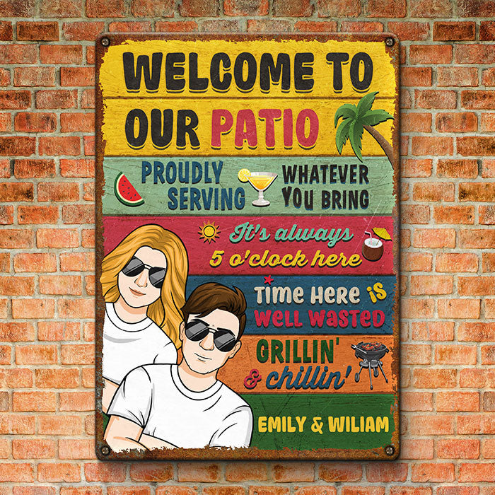 La maison est là où se trouve la piscine - Plaque en métal personnalisée pour couple - Cadeau de pendaison de crémaillère pour mari et femme, anniversaire