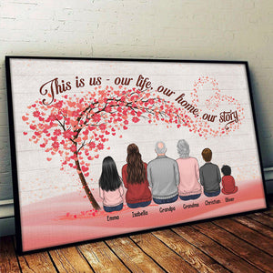Grands-parents et petits-enfants liés à jamais - Affiche horizontale personnalisée pour la famille - Cadeau pour les membres de la famille