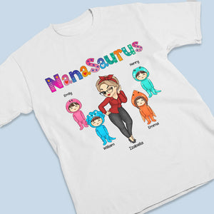 Nanasaurus et ses enfants - T-shirt, sweat à capuche et sweat-shirt unisexe personnalisé pour la famille - Cadeau de fête des mères, d'anniversaire pour maman, grand-mère