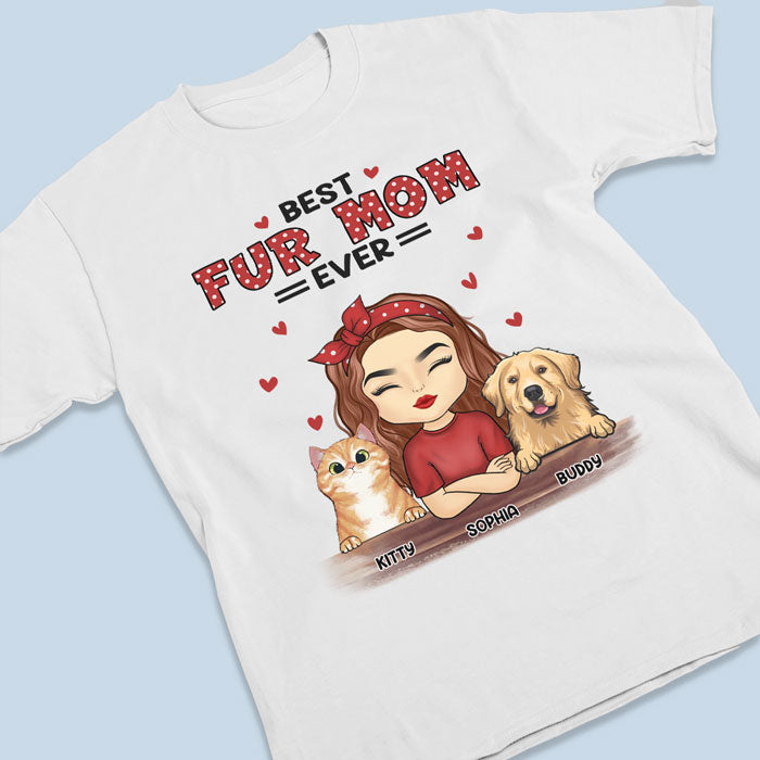 La meilleure maman à fourrure - T-shirt, sweat à capuche et sweat-shirt unisexe personnalisé pour chien et chat - Fête des Mères, cadeau pour les propriétaires d'animaux et les amoureux des animaux