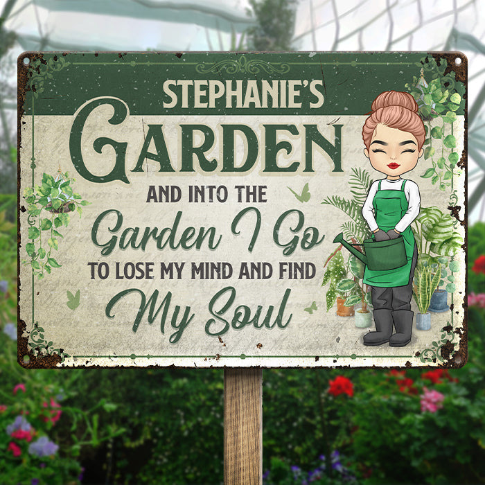 Dans le jardin, je vais perdre la tête - Panneau en métal personnalisé pour décoration de jardin - Cadeau de pendaison de crémaillère pour les amateurs de jardinage