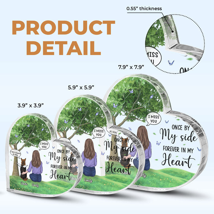 Plaque commémorative personnalisée en acrylique en forme de cœur « Pour toujours dans mon cœur » – Cadeau de condoléances, cadeau pour les propriétaires d'animaux et les amoureux des animaux