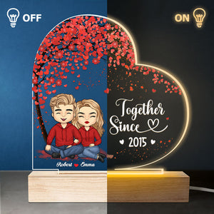 Je suis à toi ensemble depuis - Couple personnalisé en forme de cœur 3D LED lumière - Cadeau pour mari femme, anniversaire