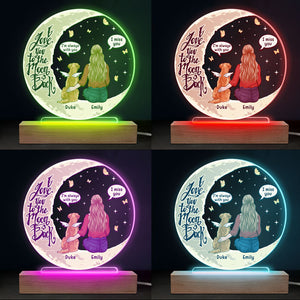 Je t'aime jusqu'à la lune et retour - Lampe LED 3D ronde personnalisée - Cadeau de condoléances, cadeau pour les propriétaires d'animaux de compagnie et les amoureux des animaux