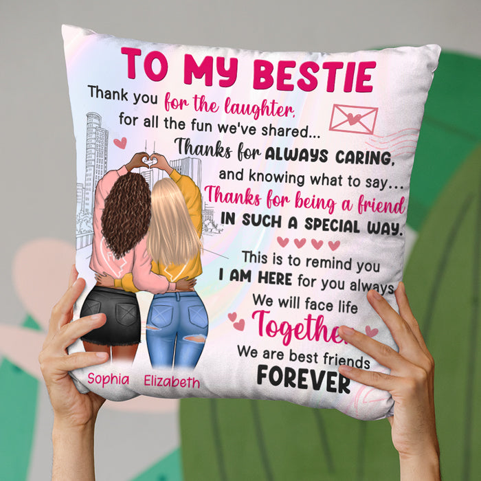 Nous affronterons la vie ensemble - Oreiller personnalisé Bestie - Cadeau pour meilleures amies, BFF, sœurs