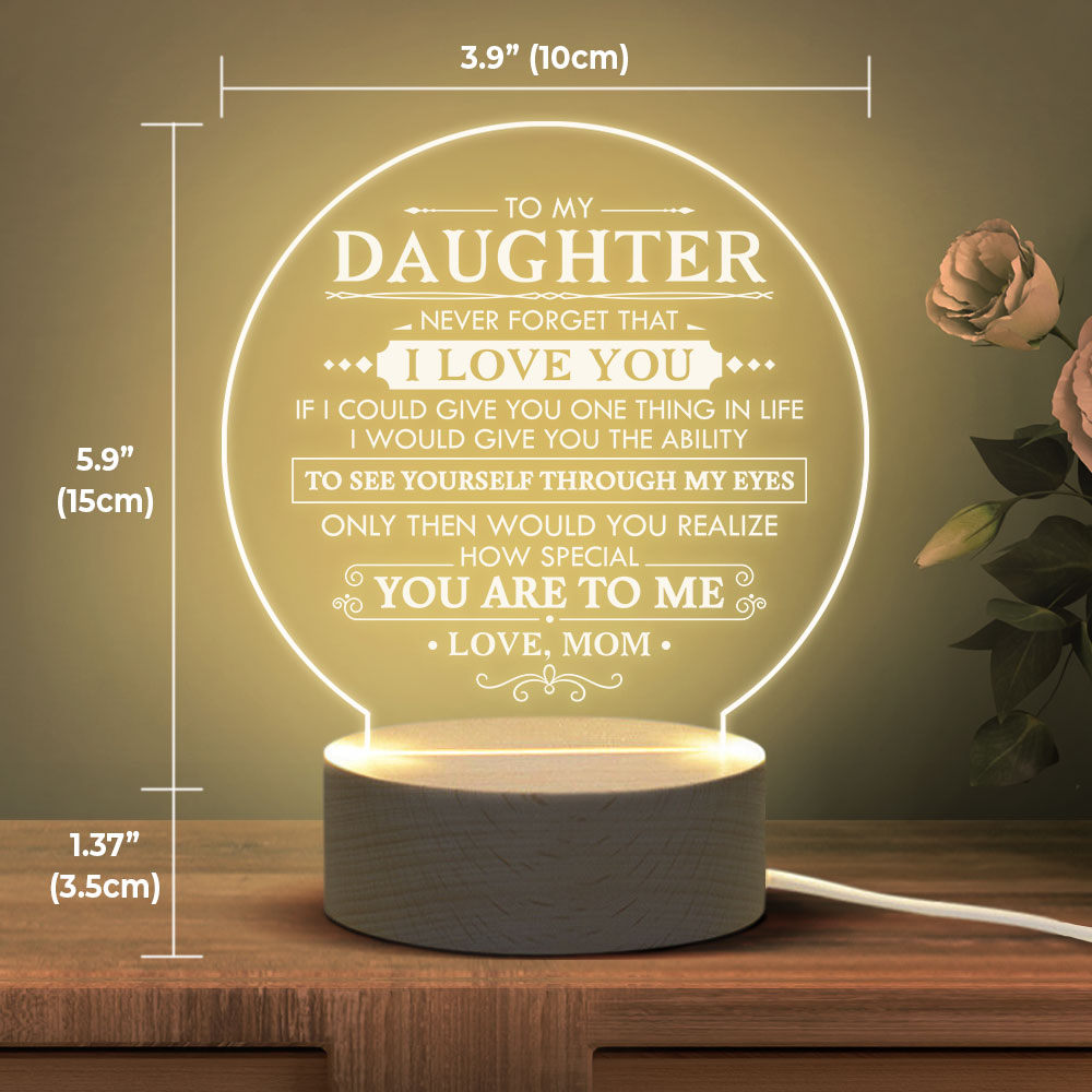 N'oublie jamais que je t'aime - Lampe de nuit en acrylique - À ma fille, cadeau pour fille, cadeau de maman pour fille, cadeau d'anniversaire pour fille, cadeau de Noël
