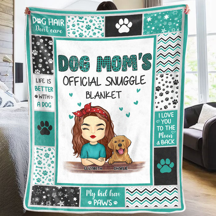 Couverture douillette officielle « Fur Baby's Mom » - Couverture personnalisée pour chien et chat - Cadeau pour propriétaires et amoureux des animaux