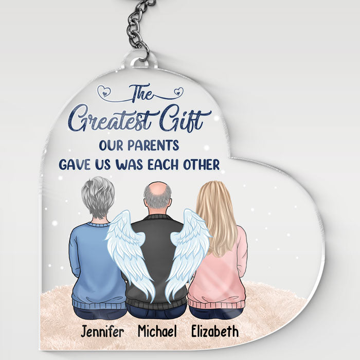 Le plus beau cadeau de nos parents - Porte-clés personnalisé en acrylique en forme de cœur - Cadeau pour les membres de la famille