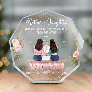 Tu es la pièce qui nous unit, maman - Plaque acrylique personnalisée en forme de nonagone pour la famille - Cadeau de fête des mères, d'anniversaire pour maman de la part de ses filles