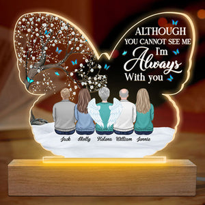 Tu ne peux pas me voir, mais je suis toujours avec toi - Lumière LED 3D ronde personnalisée commémorative - Fête des mères, cadeau de condoléances, cadeau pour les membres de la famille