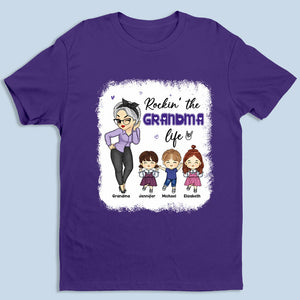 Rockin' The Nana Life - T-shirt personnalisé avec fausse eau de Javel - Cadeau d'anniversaire pour maman et grand-mère