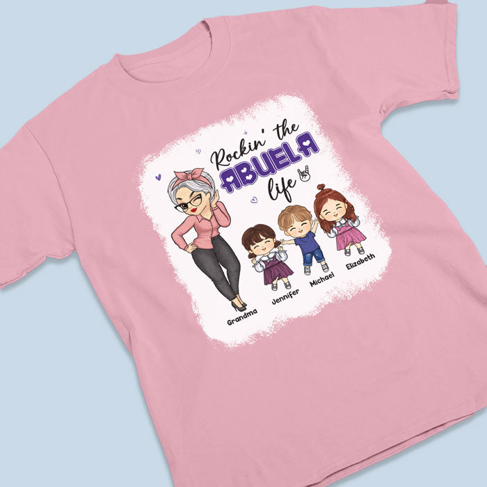 Rockin' The Nana Life - T-shirt personnalisé avec fausse eau de Javel - Cadeau d'anniversaire pour maman et grand-mère