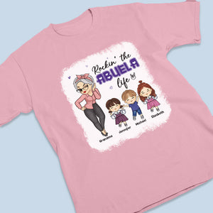 Rockin' The Nana Life - T-shirt personnalisé avec fausse eau de Javel - Cadeau d'anniversaire pour maman et grand-mère