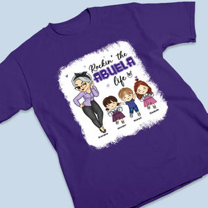 Rockin' The Nana Life - T-shirt personnalisé avec fausse eau de Javel - Cadeau d'anniversaire pour maman et grand-mère