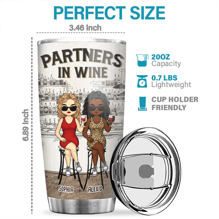 Nous sommes faits de sarcasme, de vin et de tout ce qui est bien - Verre personnalisé Bestie - Cadeau pour les meilleures amies, BFF, sœurs