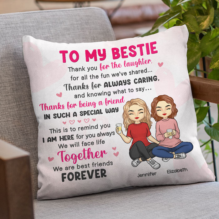 Merci pour tout le plaisir - Coussin personnalisé Bestie - Cadeau pour meilleures amies, BFF, sœurs