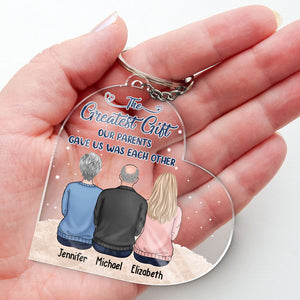 Le plus beau cadeau de nos parents - Porte-clés personnalisé en acrylique en forme de cœur - Cadeau pour les membres de la famille