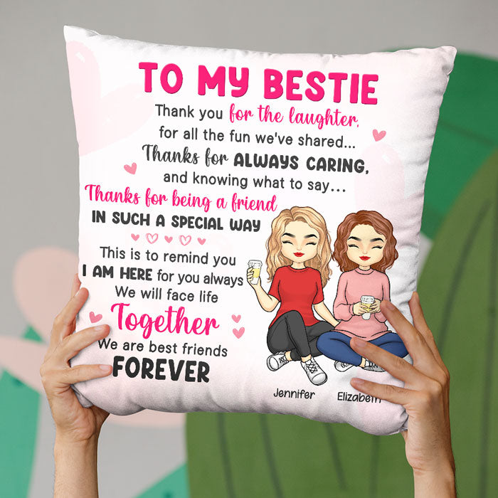 Merci pour tout le plaisir - Coussin personnalisé Bestie - Cadeau pour meilleures amies, BFF, sœurs