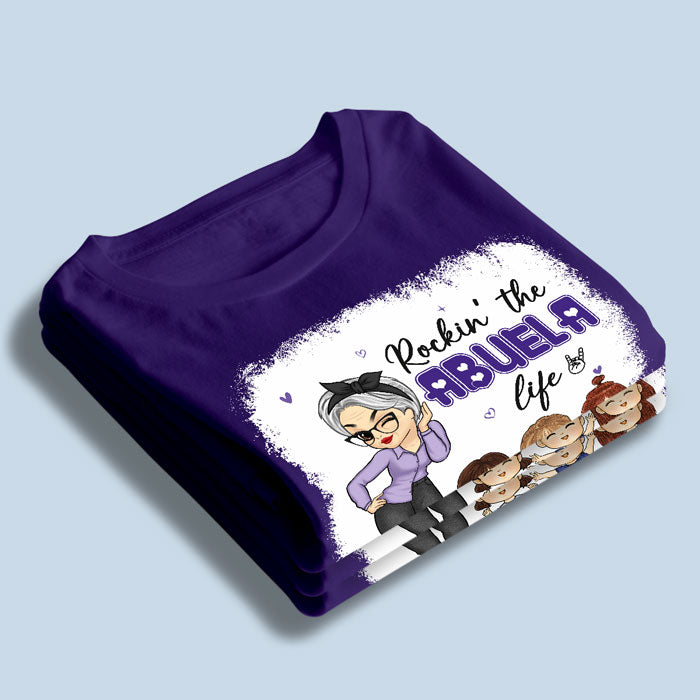 Rockin' The Nana Life - T-shirt personnalisé avec fausse eau de Javel - Cadeau d'anniversaire pour maman et grand-mère