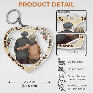 From Our First Kiss - Couple Personalized Custom Heart Shaped Acrylic Keychain - Gift For Husband Wife, Anniversary