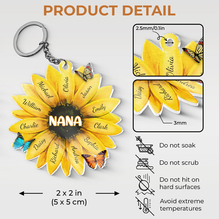 Meilleure grand-mère de tous les temps - Porte-clés personnalisé en acrylique en forme de fleur pour la famille - Cadeau d'anniversaire et de fête des mères pour grand-mère