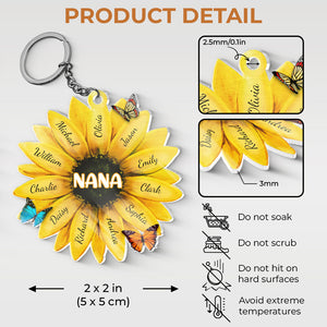 Meilleure grand-mère de tous les temps - Porte-clés personnalisé en acrylique en forme de fleur pour la famille - Cadeau d'anniversaire et de fête des mères pour grand-mère