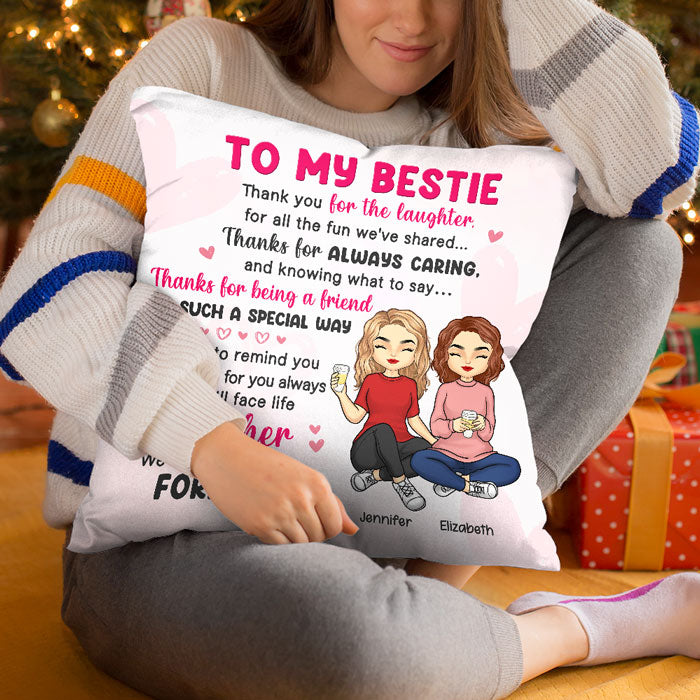Merci pour tout le plaisir - Coussin personnalisé Bestie - Cadeau pour meilleures amies, BFF, sœurs