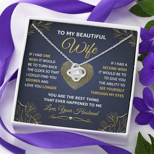 J'aimerais te trouver plus tôt et t'aimer plus longtemps - Collier avec nœud d'amour pour couple - Cadeau pour femme, anniversaire