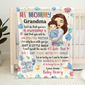 Je dis que je t'aime avec mon sourire - Couverture personnalisée pour bébé - Cadeau pour la fête des mères, baby shower, première maman