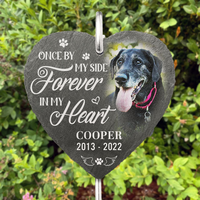 You're Always In My Heart - Personalized Memorial Garden Slate & Hook - Cemetery Decorations For Grave, Dog Memorial Gifts, Loss Of Dog Sympathy Gift, Dog Memorial Stone