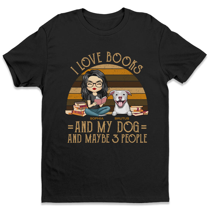J'aime les livres et mes chiens - T-shirt unisexe personnalisé, sweat à capuche, sweat-shirt - Cadeau d'anniversaire pour les amoureux des livres, les propriétaires d'animaux et les amoureux des animaux