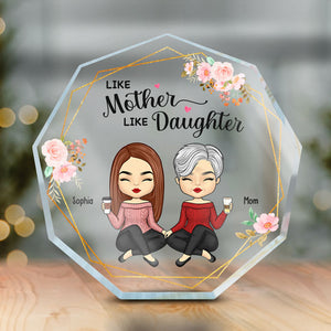 D'abord notre mère, toujours notre amie - Plaque acrylique personnalisée en forme de nonagone pour la famille - Cadeau de fête des mères, d'anniversaire pour maman de la part de ses filles