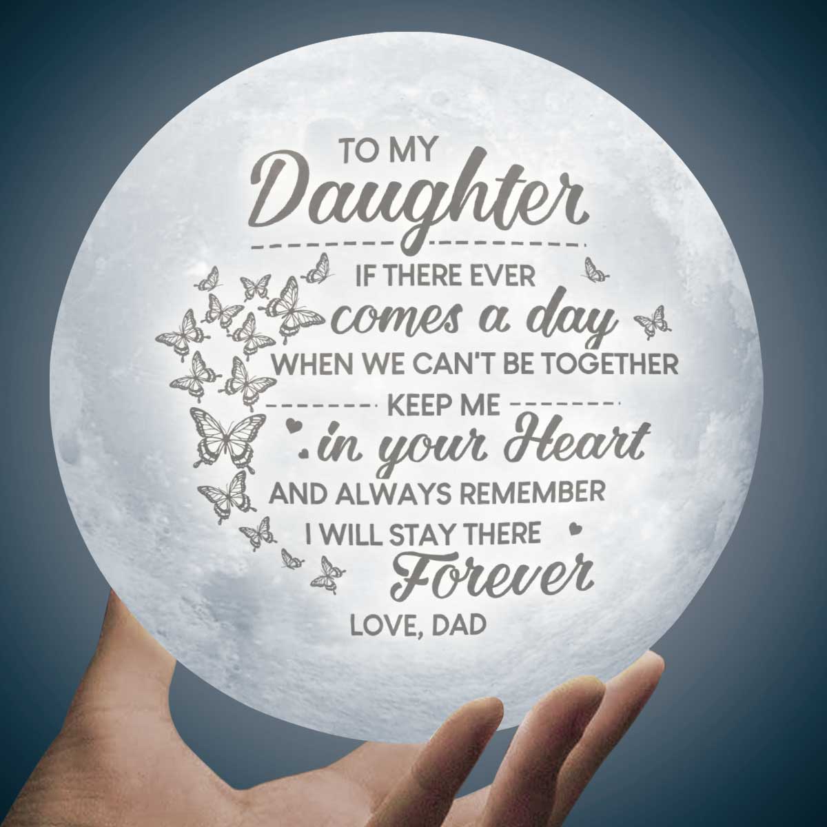Je resterai dans ton cœur pour toujours - Lampe de lune - À ma fille, cadeau pour fille, cadeau de papa pour fille, cadeau d'anniversaire pour fille, cadeau de Noël