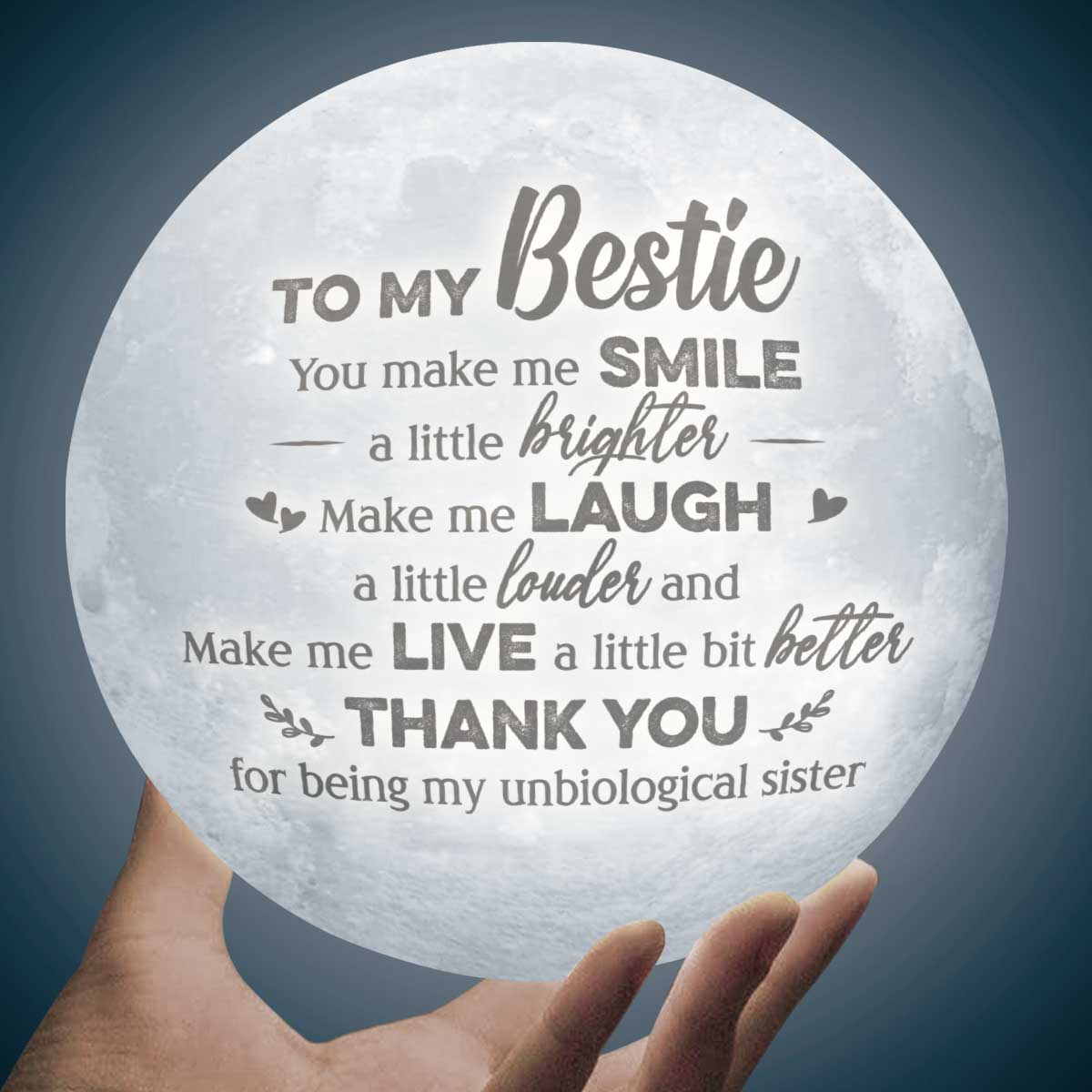 À ma meilleure amie, tu me fais sourire un peu plus fort - Lampe de lune - Cadeau pour meilleure amie, meilleure amie, sœur, cadeau d'anniversaire pour meilleure amie et amie, cadeau de Noël