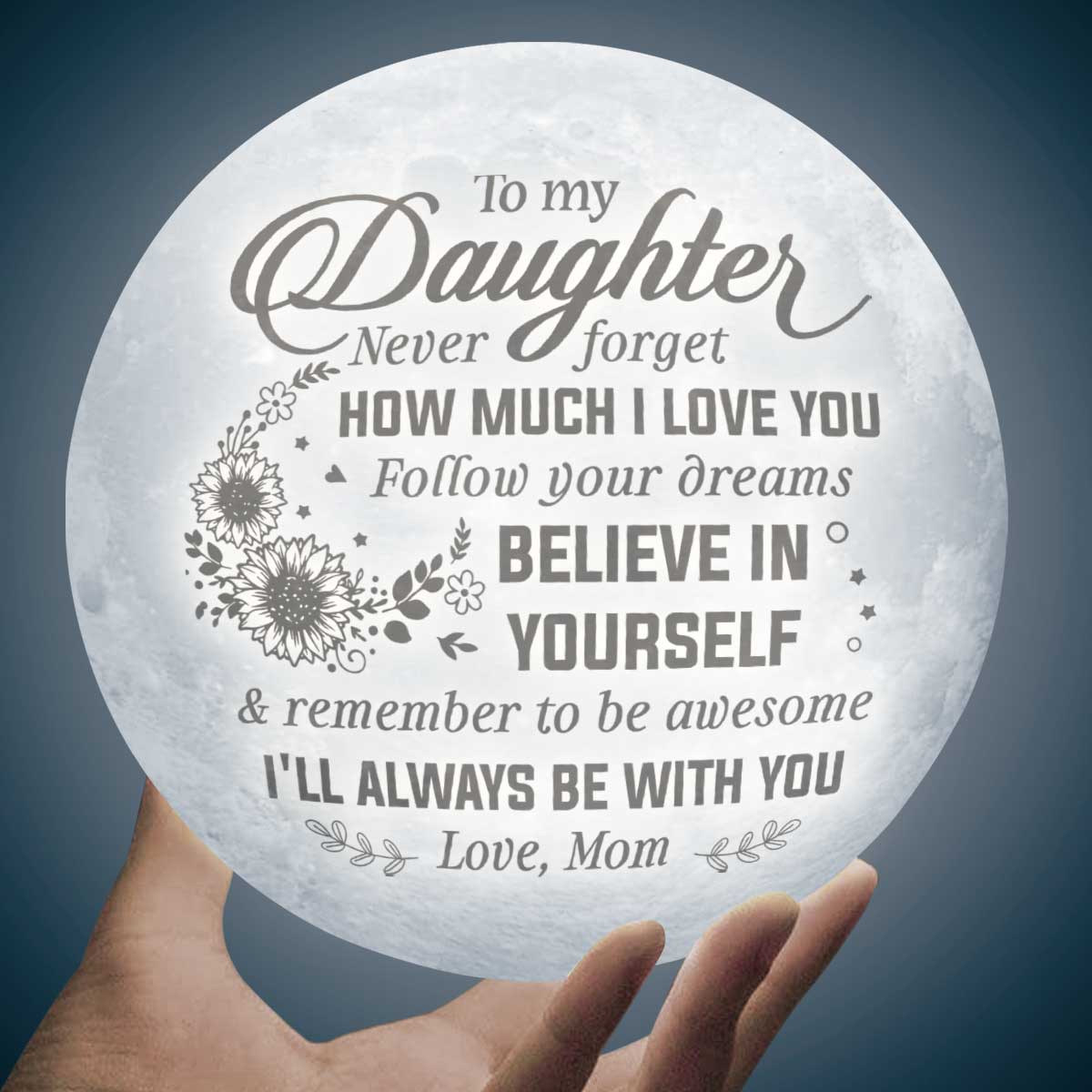 Croyez en vous et n'oubliez pas d'être génial - Lampe lunaire - Pour ma fille, cadeau pour fille, cadeau de maman pour fille, cadeau d'anniversaire pour fille, cadeau de Noël