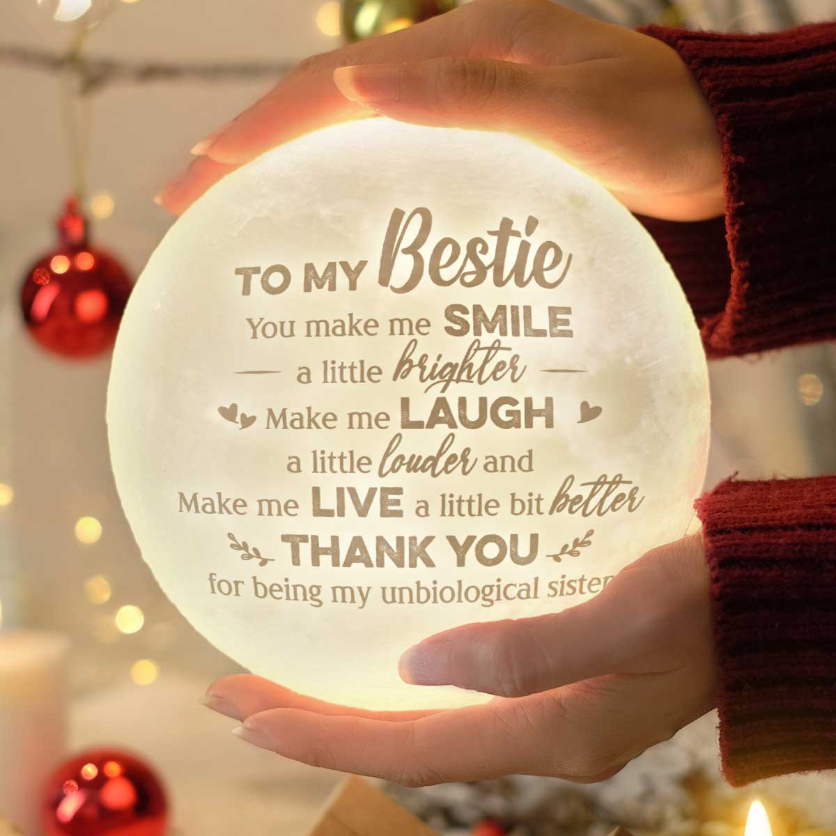 À ma meilleure amie, tu me fais sourire un peu plus fort - Lampe de lune - Cadeau pour meilleure amie, meilleure amie, sœur, cadeau d'anniversaire pour meilleure amie et amie, cadeau de Noël