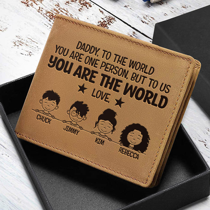 Pour nous, vous êtes le monde - Portefeuille à deux volets personnalisé - Cadeau pour papa, cadeau pour la fête des pères