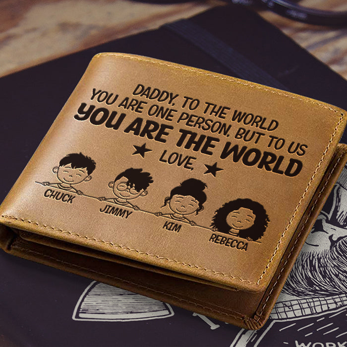Pour nous, vous êtes le monde - Portefeuille à deux volets personnalisé - Cadeau pour papa, cadeau pour la fête des pères