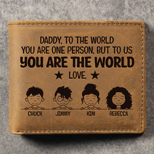 Pour nous, vous êtes le monde - Portefeuille à deux volets personnalisé - Cadeau pour papa, cadeau pour la fête des pères