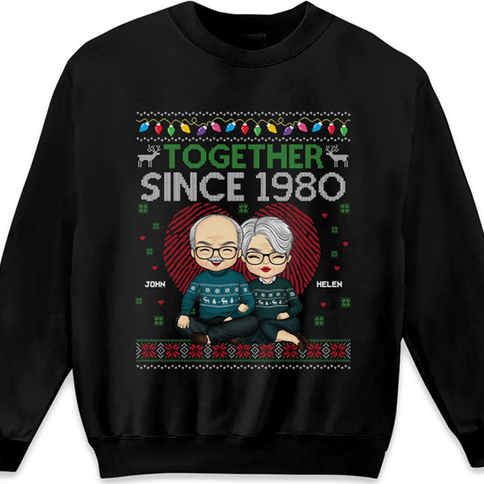Nous sommes ensemble depuis cette année-là - T-shirt unisexe personnalisé, sweat à capuche, sweat-shirt - Cadeau de Noël pour mari et femme, anniversaire