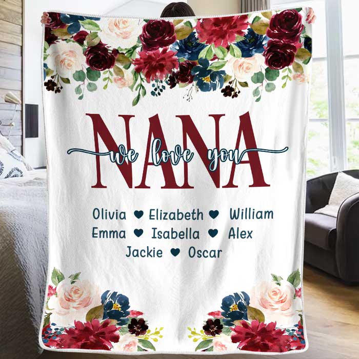 Grand-mère, nous t'aimons - Couverture personnalisée - Cadeau pour grand-mère, grands-parents, cadeau de Noël